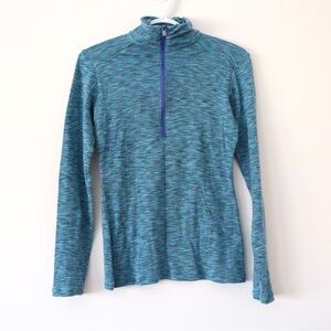 Columbia 1/2 Zip Size Small Marled Blue Stretch Active Top Pullover Long Sleeve